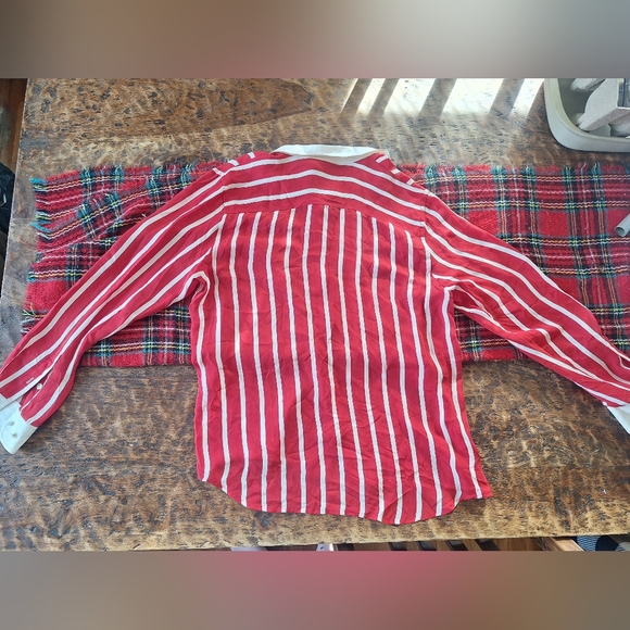 Lauren Ralph Lauren Red and White Striped Blouse - Picture 2 of 3